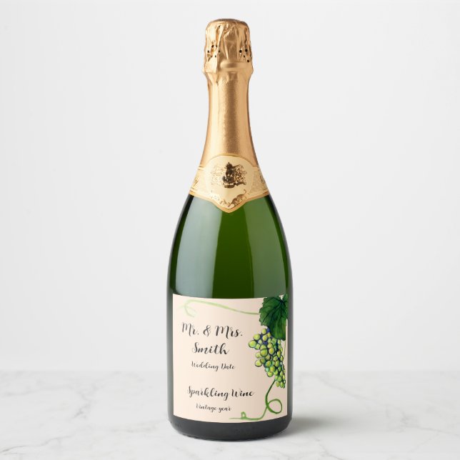 Etiqueta de Frasco de Vinho Branco Personalizado (Frente)