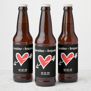 Etiqueta de Frasco Preto e Vermelho com Amor Perso