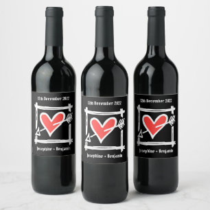 Etiqueta de Frasco Preto e Vermelho com Amor Perso