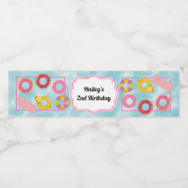 Etiqueta de Garrafa de Água de Piscina rosa