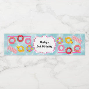 Etiqueta de Garrafa de Água de Piscina rosa