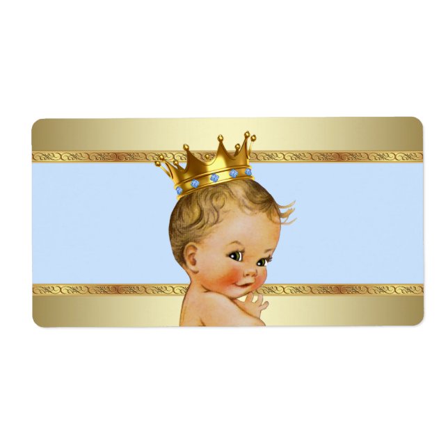 Etiqueta de Garrafa de Água para Chá de Bebê Prínc (Frente)