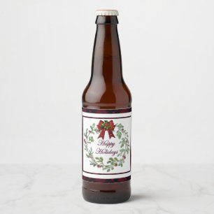 Etiqueta de Garrafa de Cerveja de Xadrez Vermelha