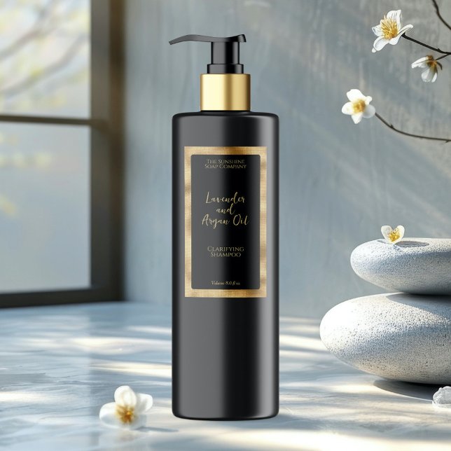 Etiqueta de Garrafa de Cosméticos, Preta e Dourada (Criador carregado)