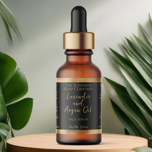 Etiqueta de Garrafa de Cosméticos Pretos e Dourado (Criador carregado)