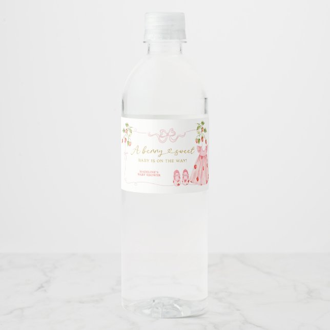 Etiqueta de Garrafa de Roupa de Bebê com Laço Rosa (Frente)