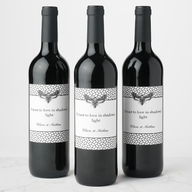 Etiqueta de Garrafa de Vinho de Casamento Caveira  (Garrafas)