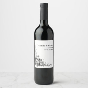 Etiqueta de Garrafa de Vinho de Casamento de Hallo
