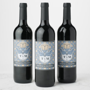 Etiqueta de Garrafa de Vinho de Casamento em Art N
