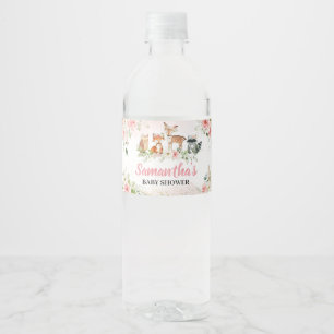 Etiqueta de Garrafa para Chá de Bebê Floral Rosa d