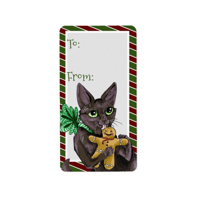 Etiqueta de Gatinho de Biscoito de Natal (Frente)