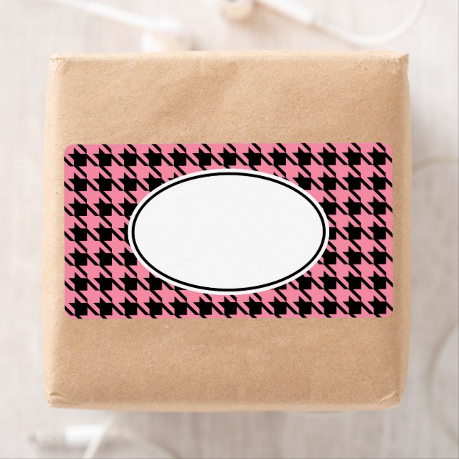 Etiqueta de Gingham, rosa e preto (Insitu)