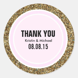 Etiqueta de Glitter Dourado e Rosa claro Obrigado