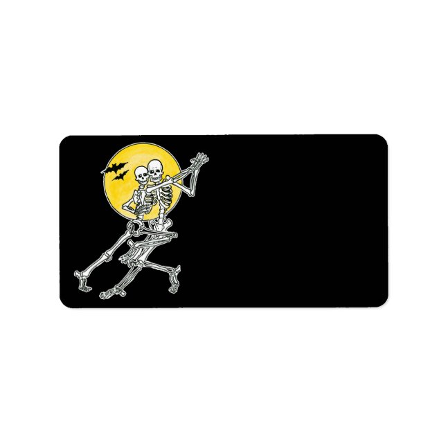 Etiqueta de Halloween para Skeletons Dançam (Frente)