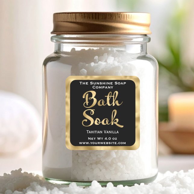 Etiqueta de impregnação de banho preto e dourado (Criador carregado)