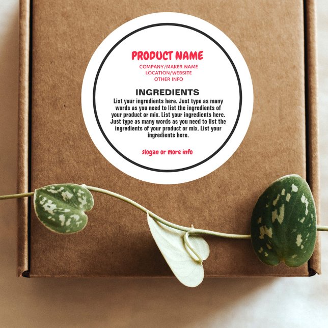 Etiqueta de Ingredientes com informações sobre pro (Criador carregado)