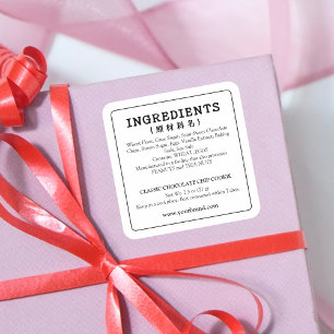 Etiqueta de Ingredientes de Bakery Typografia de V