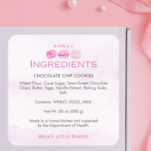 Etiqueta de Ingredientes de Padaria Macaron com Aq