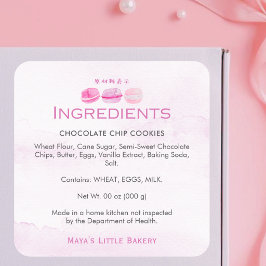 Etiqueta de Ingredientes de Padaria Macaron com Aq