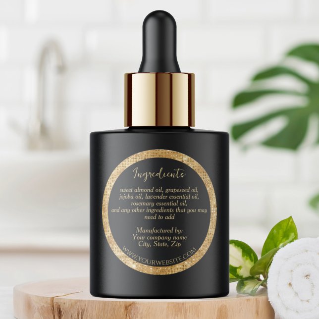 Etiqueta de Ingredientes Dourados com Lixo Preto e (Criador carregado)