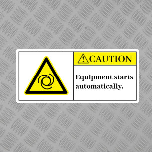 Etiqueta de início do equipamento de precaução