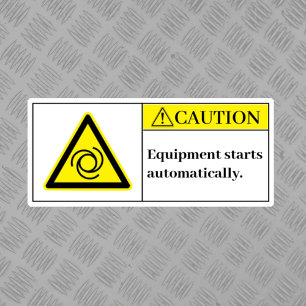 Etiqueta de início do equipamento de precaução
