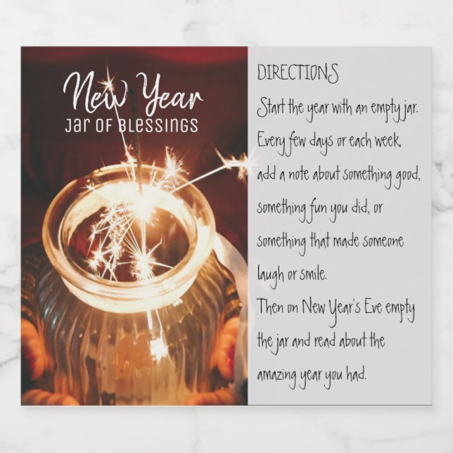 Etiqueta de Jar de Bênçãos de Ano Novo (Rótulo Único)