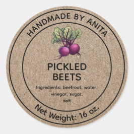 Etiqueta de Jar de Beterraba picada Kraft Design