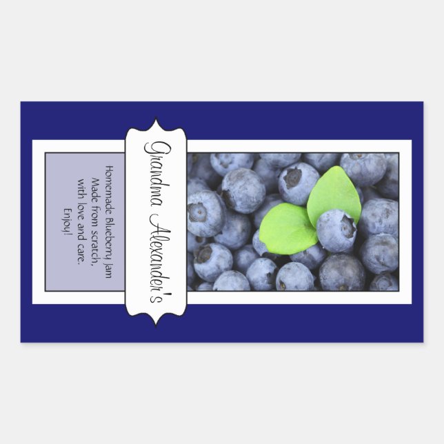 Etiqueta de Jar de Canning Personalizada, Blueberr (Frente)