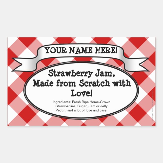 Etiqueta de Jar de Canning Personalizada, Gingham  (Frente)