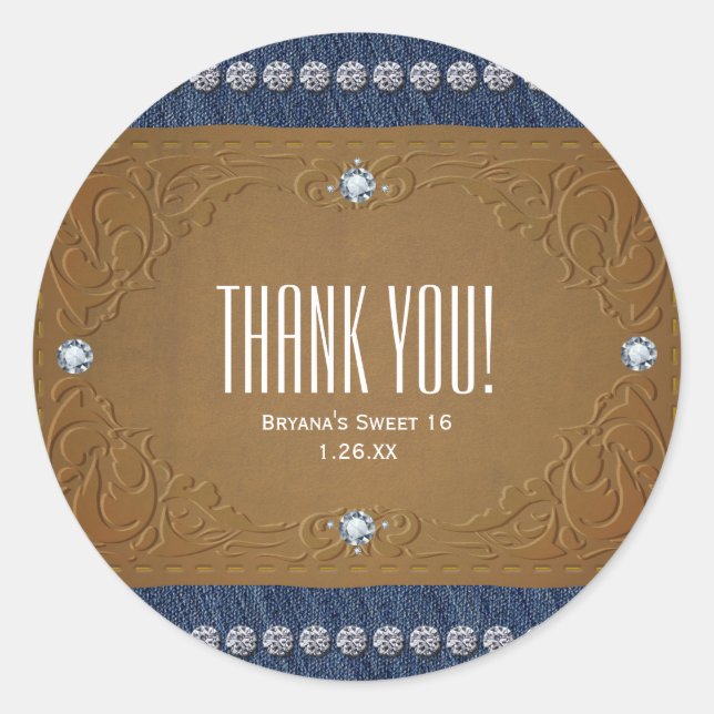 Etiqueta de jeans Denim & Diamonds Favor de festa  (Frente)