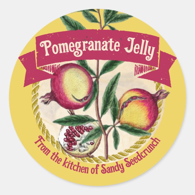 Etiqueta de latão de fruta personalizada com romã  (Frente)