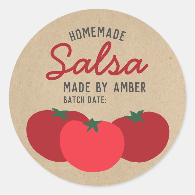 Etiqueta de latão de tomate Salsa, hipster Moderno (Frente)