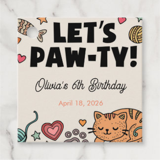 Etiqueta de lembrancinha de aniversário de gatinho