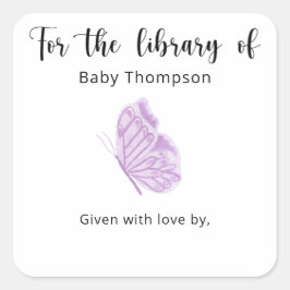 Etiqueta de livro para chá de bebê Borboleta, livr