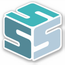 Etiqueta de logotipo azul com cobertura S (3" x 3"