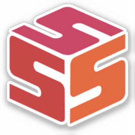 Etiqueta de logotipo vermelho com cobertura S (3"