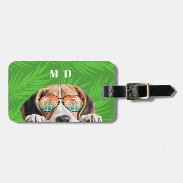 Etiqueta de Mala Beagle Adorável (Frente Horizontal)