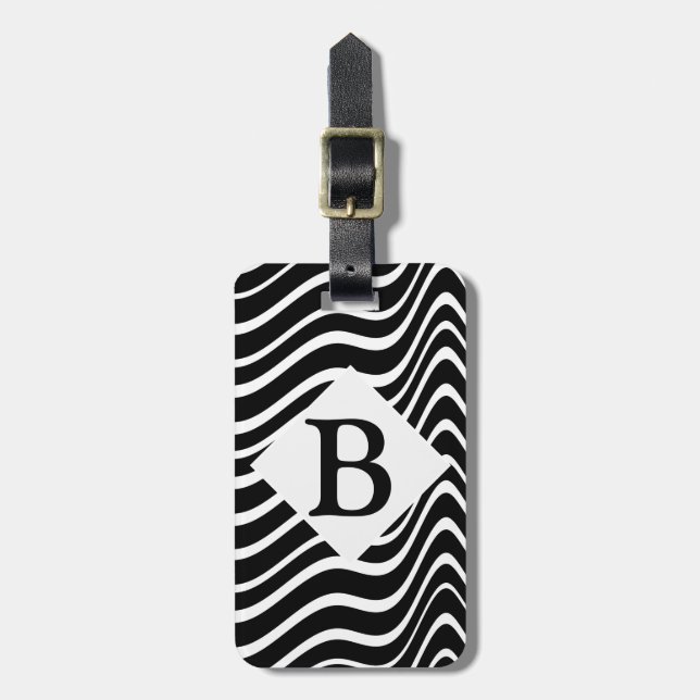 etiqueta de mala personaliza-a a preto e branco (Frente Vertical)