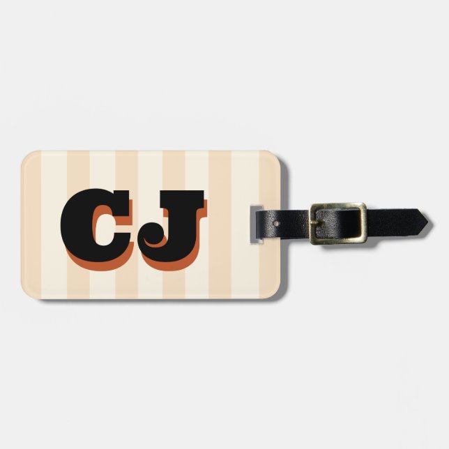 Etiqueta de mala personalizada com listras de crem (Frente Horizontal)