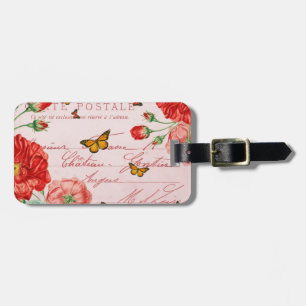 Etiqueta de mala vintage floral com flores de rosa