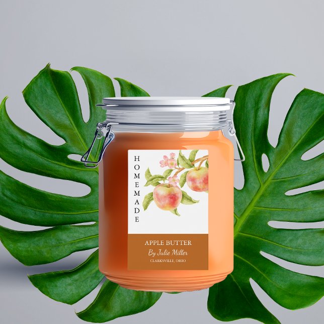 Etiqueta de Manteiga de Maçã Homemada Elegante (Criador carregado)