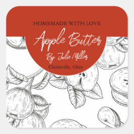 Etiqueta de Manteiga de Maçã Preta e Branca