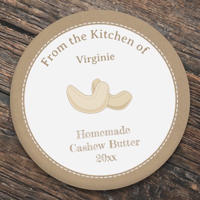 Etiqueta de Manteiga Kraft & Rustic Cashew (Kraft & Rustic Cashew Butter Label Sticker)
