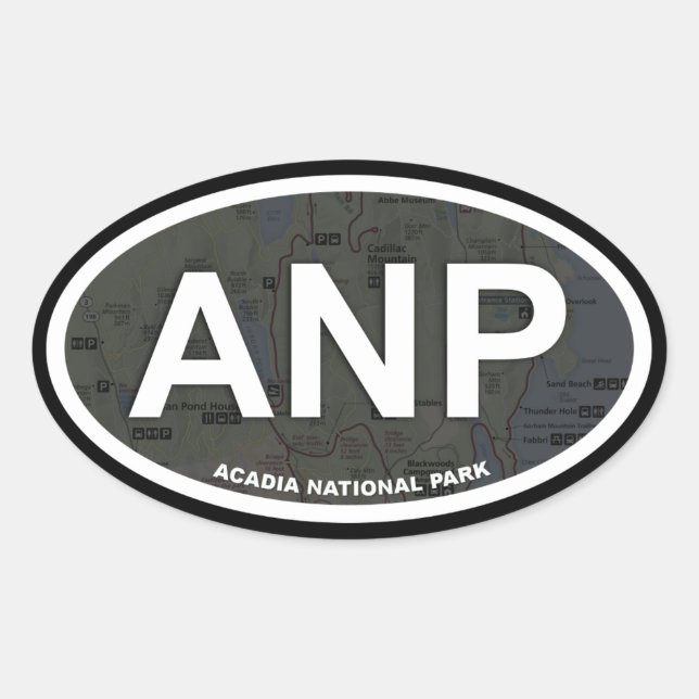 Etiqueta de mapa Acadia (texto branco) (Frente)
