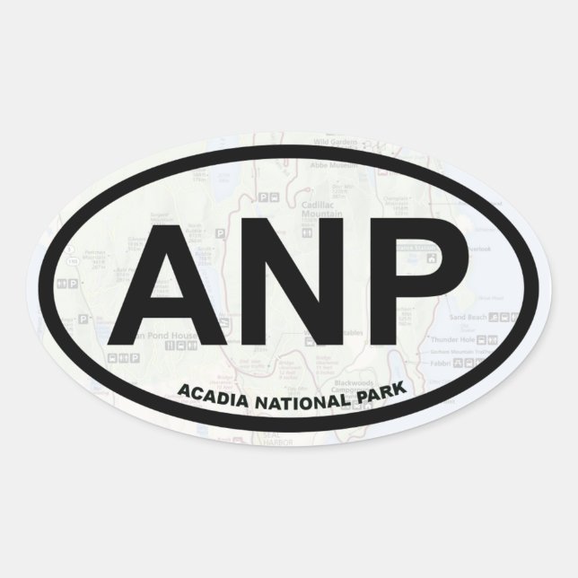 Etiqueta de mapa Acadia (texto preto) (Frente)