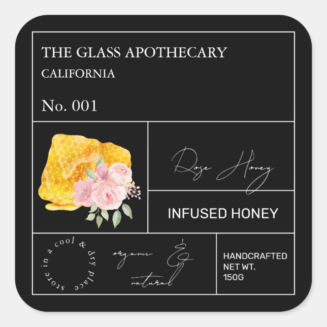Etiqueta de Mel de Rosa de Apothecary (Frente)