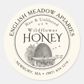 Etiqueta de Mel WILDFLOWER com vintage skep