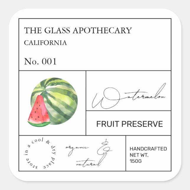 Etiqueta de Melancia Apothecary (Frente)