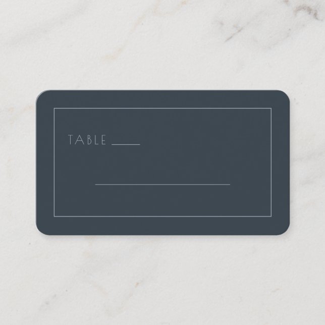 Etiqueta de Mesa Minimalista Azul-Marinho Elegante (Frente)